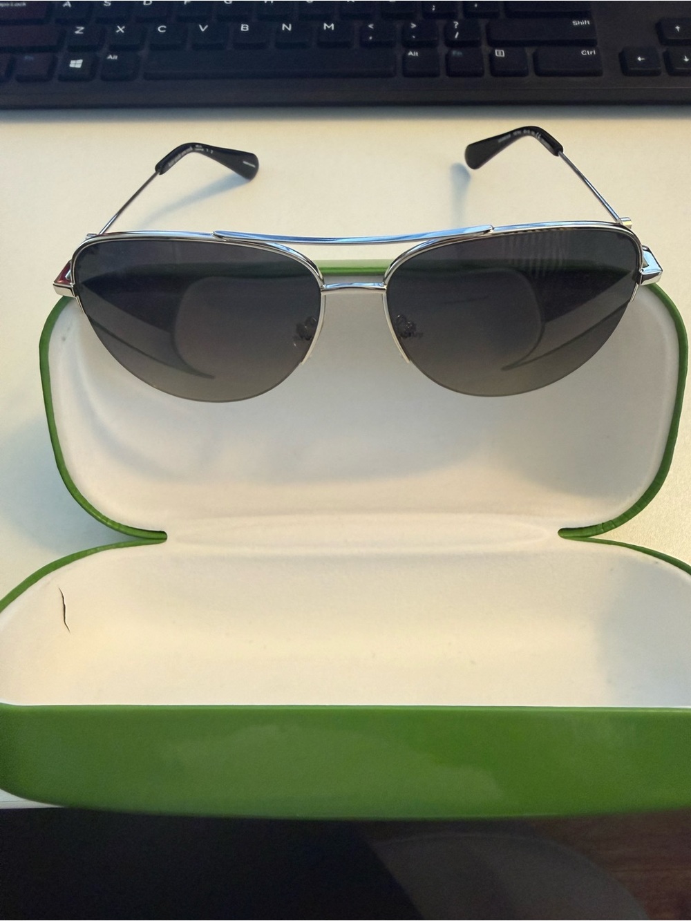 kate spade Silver Aviator Sunglasses with Dark Gray Lenses